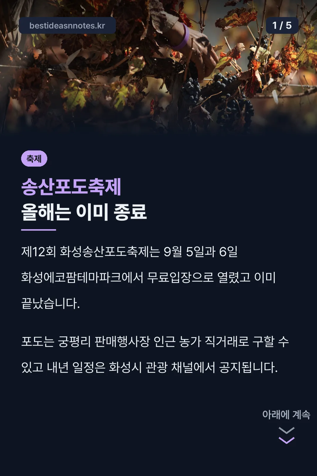 송산포도축제 올해는 이미 종료