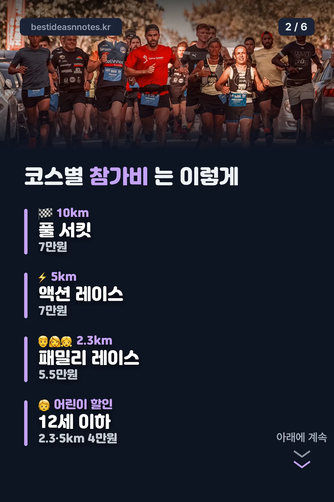 코스별 참가비