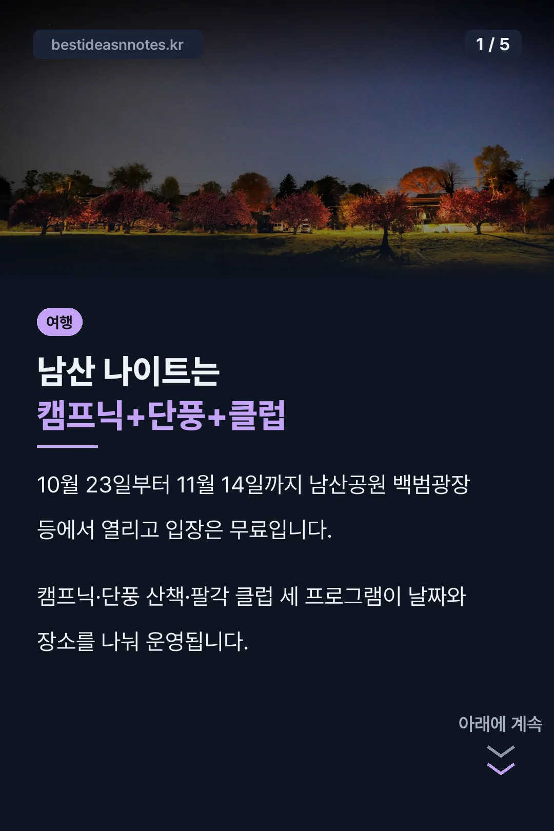 남산 나이트 페스티벌 핵심 정리